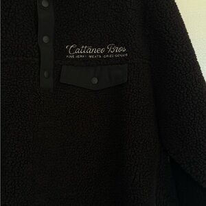 Black Sherpa Pullover with Snap Buttons